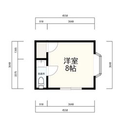 トイレと洗面台完備で便利です。 - 森の中のおうちカフェ＆ベッド　Inti Garden トイレ・洗面台付きレンタルサロンの間取り図