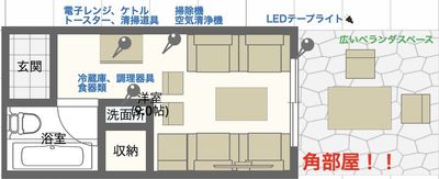 ベランダは結構広いです！ - JK Room 歌舞伎町 広めのバルコニーのおうち👩‍❤️‍👨＆パーティールーム♪の間取り図