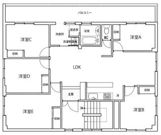 デザイナーズオシャレ広々５LDKの間取り図