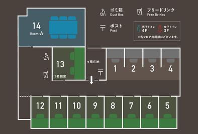 レイアウト - いいオフィス三鷹 by LHK 6名会議室（Room14）※最大8名利用可の間取り図