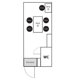 チョコスぺ！｜レンタル会議室｜自習室｜天神大丸前｜ 【２名様以上】貸切プラン｜声出しOK｜リモート会議｜飲食可の間取り図
