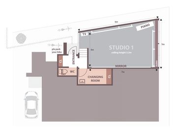 広さ30㎡ 天井高3.3mです - クロア第１スタジオ 隠れ家のような静かなレンタルスペースの間取り図