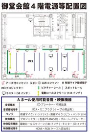 電源等配置図 - 御堂会館 御堂会館4階Aホールの間取り図