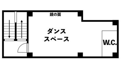 27㎡の広さ、幅4.2m×高さ1.8mの鏡で1～6人程度でダンスができるスペースです。
※プレOPEN中は鏡は幅3.6m - レンタルスタジオEloa 大阪吹田店 レンタルスタジオEloa　大阪吹田店の間取り図