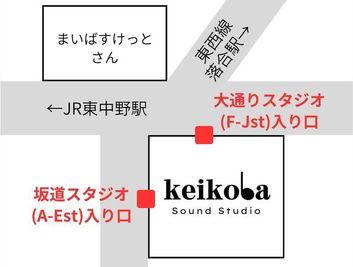 J studioは【大通りスタジオ】にあります。 - ケイコバ音楽スタジオ(旧KMA音楽スタジオ) 【J studio】の間取り図