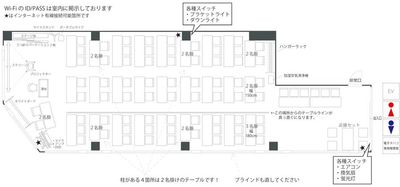 【PARM-CITY131貸会議室　多目的ホール】レイアウト図面：スクールスタイル貸出し - PARM-CITY131貸会議室 仙台｜PARM-CITY131貸会議室　多目的ホール｜最大75名の間取り図