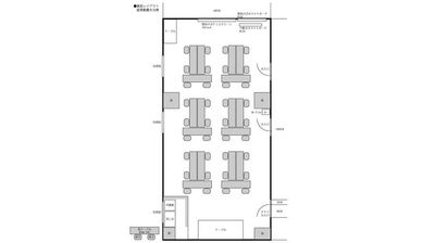 島型レイアウト　座席数最大36席 - 高崎白銀ビル貸し会議室 第一会議室【2名掛け最大40席】の間取り図