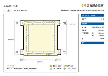 名古屋会議室 今池ガスビル店 ダイアモンドルーム（応用形）の間取り図