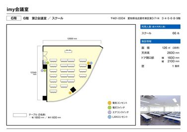 名古屋会議室 imy会議室 6階 第2会議室の間取り図