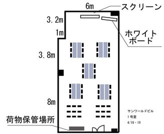 研修用の島型レイアウト - SMG/四ツ橋・サンワールドビル ＳＭＧ貸し会議室/サンワールドビル1号室の間取り図