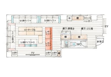 レンタルスペース -- BB 新宿御苑 -- 女子会/歓迎会/撮影/配信/上映会/駅徒歩4分！新宿御苑の間取り図