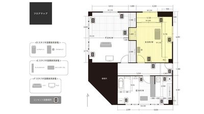 studio ideal モダンなモノトーンクールな空間【スタジオD】の間取り図