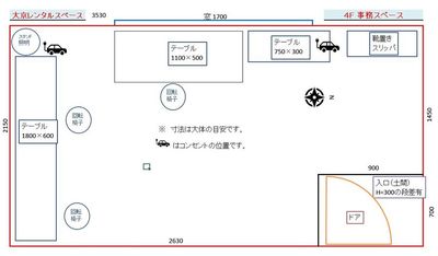 テレワークやWeb会議で使いやすいようなレイアウトにしています。
机の移動も可 - 【京橋】大京クラブｰレンタルスペース【DaikyoClub】 【京橋‐事務スペース】テレワーク📞Web会議💻楽器練習🎻の間取り図