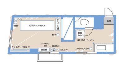 利用後は間取り図のとおりの片付けにご協力ください。 - Pilates studio ata NIPPORI マシンピラティス個室スタジオの間取り図