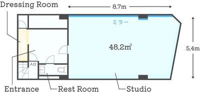 7～15名の利用に適しています。 - レンタルスタジオ「STUDIO CDA TACHIKAWA」 STUDIO CDA TACHIKAWAの間取り図