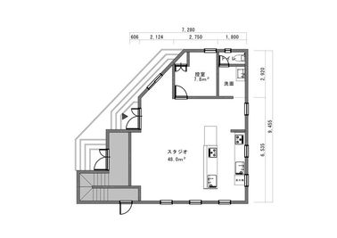 間取り図： - 【キッチン付きスタジオ】Wi-Fi・女子会・講座・撮影などに♩の間取り図