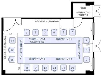 室内間取・最大18名まで可能。 - おふらん会議室 貸し会議室の間取り図