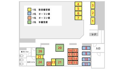 デニーズ幡ヶ谷マルチスペース オープン1名席No.13の間取り図