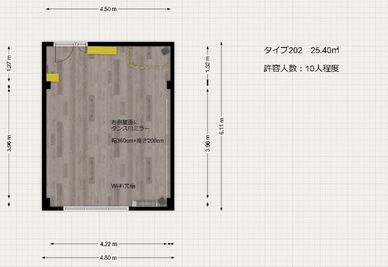 レンタルスタジオ　クローバー 東神奈川駅3分の大型ダンスミラーのスタジオ202の間取り図