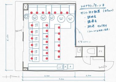 パターンB
セミナー向けの配置です - SunnyBox名古屋ダイアパレス店 名古屋伏見パーティールーム【21～30人様用】の間取り図