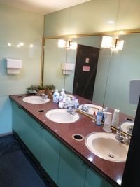 手洗い場
男女共有部分
女性トイレの方には女性トイレ専用の手洗い場が御座います。
除菌スプレー、ペーパータオル、うがい薬が御座います。 - 朱鷺　宴会場　貸しスペース 宴会場＋個室2部屋の室内の写真