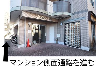 マンション正面を向いて左の側道を進んで住人通用口を越えたガラス扉の部屋です。 - みなみ町SAの外観の写真