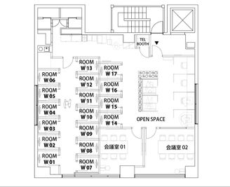 H¹T九段下（サテライト型シェアオフィス） ROOM W 08の室内の写真