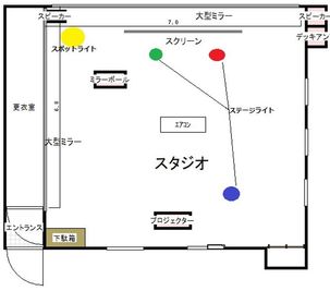 10人～15人楽にダンスの練習が出来る広さです。 - スタジオゲロッパ スペースシェア＆レンタル　スタジオゲロッパの室内の写真