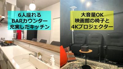 １階と地下室のメゾネット構造 - Bar＋シネマ サモスタ渋谷神泉の室内の写真