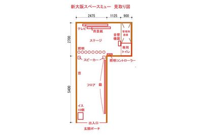 狭い空間ですが、1人で踊ったり、マンツーマンでレッスンをしたりするには適していると思います。奥の「ステージ」部分ではちょっとした撮影ができます。 - 新大阪レンタルスペースミュー 新大阪スペースミューの室内の写真