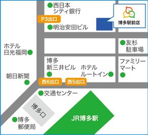 博多駅からの地図になります - みんなの貸会議室　博多駅前店 博多駅前302会議室【定員20名】の室内の写真