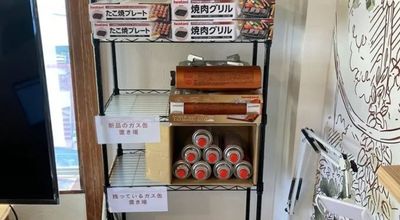 ラック置き場
(カセットコンロ、たこ焼きプレート、焼き肉プレート、お鍋、ガス) - 屋上付きお部屋レンタルスペースASOBIBAの室内の写真