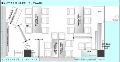 島型レイアウト（ホワイトボードを置く場合） - ラビットスペース 築地市場 ラビットスペース　築地市場の室内の写真