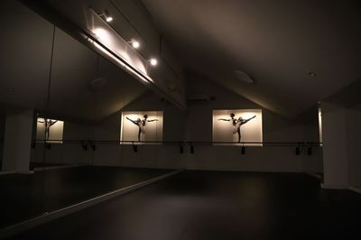 （同施設内の別スペース）調光可能で幻想的な雰囲気のレッスンができます。 - めるもバレエ metamorphose Ballet バレエ個人練習　リノリウム　ポワント　トゥシューズ　三面鏡の室内の写真