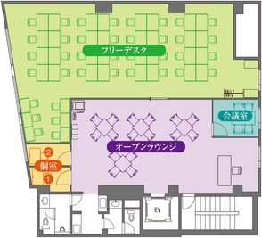 渋谷宮益坂アントレサロンの間取りです - 渋谷宮益坂アントレサロン 4名会議室の室内の写真