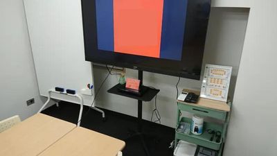 55インチの大型モニターやホワイトボードをご利用いただけます。（いずれも可動式） - ブルースペース西新宿403の設備の写真