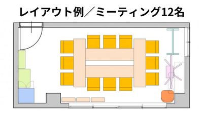 レイアウト例。机と椅子の配置は自由にかえられます。 - ブルースペース西新宿403の室内の写真