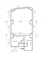 簡易ですが全体を計測しております。ご参考ください。 - 大阪本町・心斎橋駅より徒歩圏内・自由にご利用下さい 地下の明るい広々スペースの室内の写真